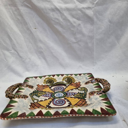 Square dish with ears P.Fouillen Quimper