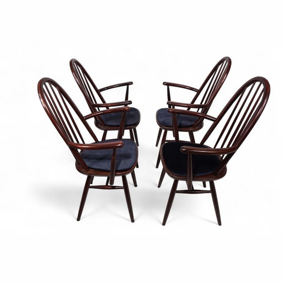Image 1 of Set of 4 Windsor chairs, mahogany, 1960