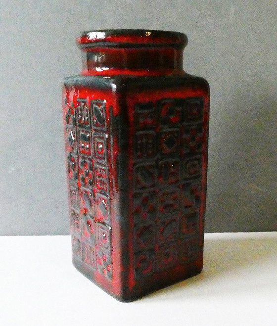 Image 1 of Rare vase carré de Scheurich, Allemagne années 1960