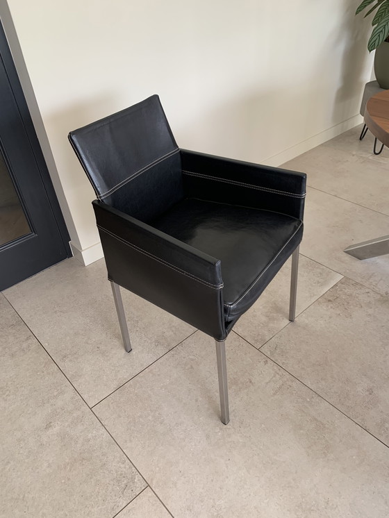 Image 1 of 6 sillas de comedor KFF Texas de cuero negro