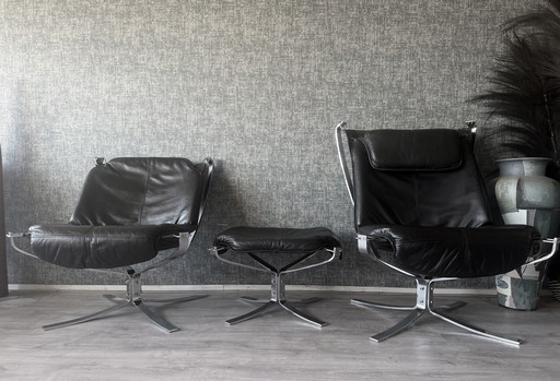 Vintage Sigurd rivende la lounge suite “Falcon” per Vatne Møbler (Norvegia)