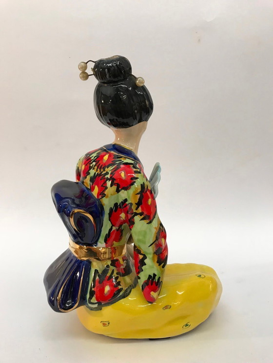 Image 1 of Sculpture of Geisha in coloured ceramic, 50s