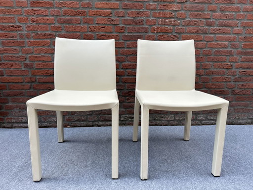 2 x vintage chairs leather