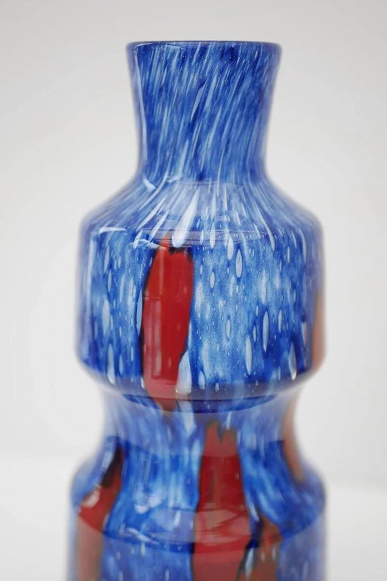 Image 1 of Blue glass art vase from Prachen Glass Works