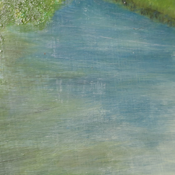 Image 1 of Vintage Impressionist Oil Painting "Lente – Groen" – Framed Landscape – Signed Monogram – 52 × 41 cm