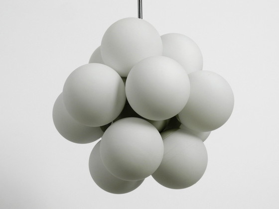 Image 1 of Beautiful Unused 1960S Atomic Space Age Kaiser Leuchten Metal Ceiling Lamp With 12 Glass Spheres In Light Gray