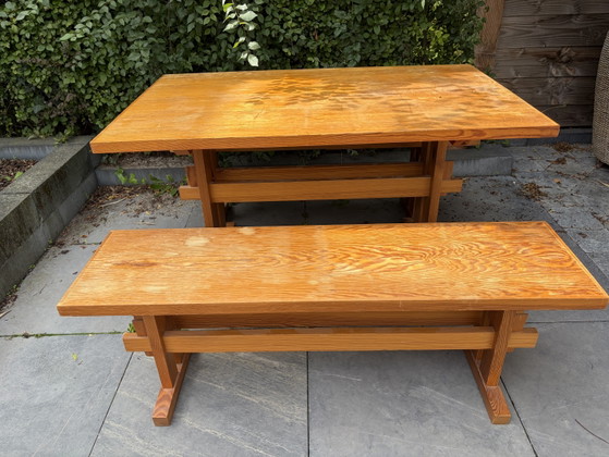 Set da pranzo vintage Wabi Sabi in pino stile Perriand anni Settanta – Wood (photo 3 of 8)