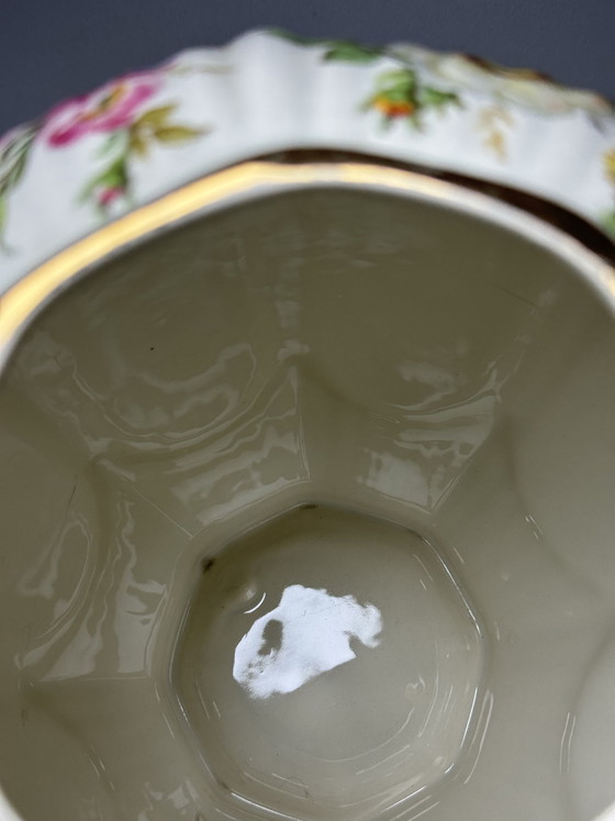 Image 1 of Pot à couvercle Boch Frères La Louvière Keralux – Motif floral « Bouquet de Saxe » – Art déco belge, années 1930/1940