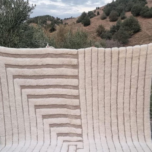 Grande tappeto berbero fatto a mano in lana naturale, 300/400 cm