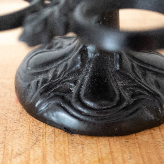 Image 1 of Vintage French Cast Iron Egg Stand with Rooster