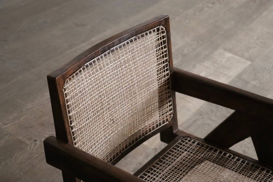 Image 1 of Pierre Jeanneret Loungesessel PJ-SI-29-A aus Teakholz und Rohrgeflecht, 1950er Jahre