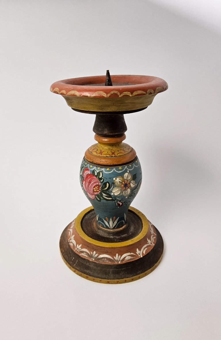 candlestickmaker 様 Vintage Wooden Hand painted Candle Holder German Bauernmalefai