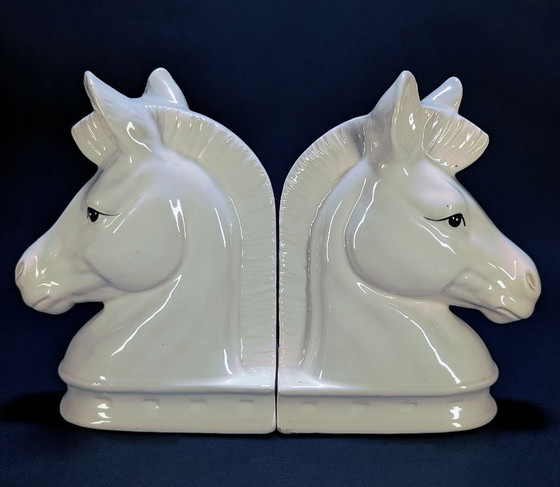 Fermalibri vintage in ceramica bianca a forma di cavallo – Oggetti decorativi (photo 2 of 6)