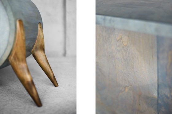 Image 1 of Vintage Mid Century Italiaans Modern Turquoise Streamline Dressoir in Berk, 1960