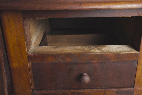 Antique French Pembroke Drop Leaf Table, Walnut Veneer Extendable End Table With Drawers, French Provincial (photo 37 of 41)