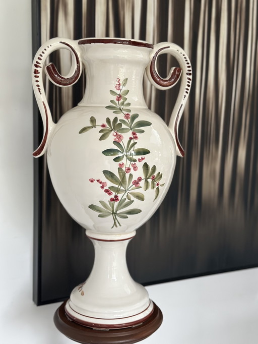 Large hand-painted Italian ceramic amphora – Bassano tradition