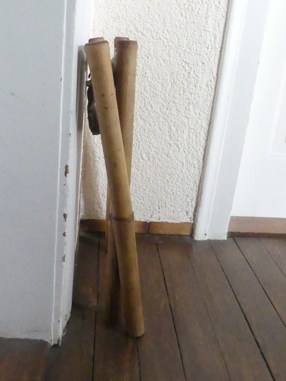 Image 1 of Vintage opvouwbare kruk, visserskruk, bamboe kruk, jaren 70, woaeb