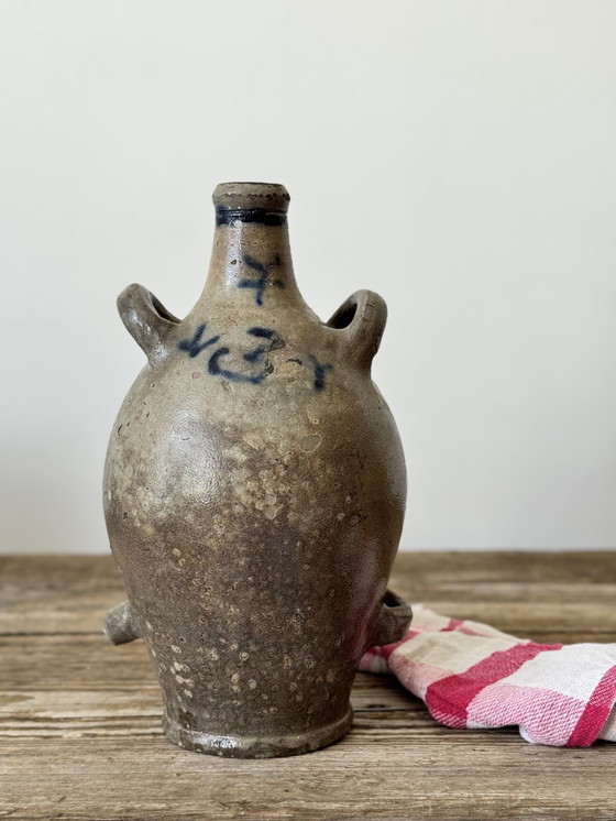 Image 1 of Antike, salzglasierte Steingutflasche/Wasserkrug aus dem 19. Jahrhundert