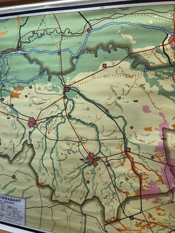 Image 1 of Vintage schoolplaat schoolkaart Noord-Brabant 115 x 84 Bos Noordhoff