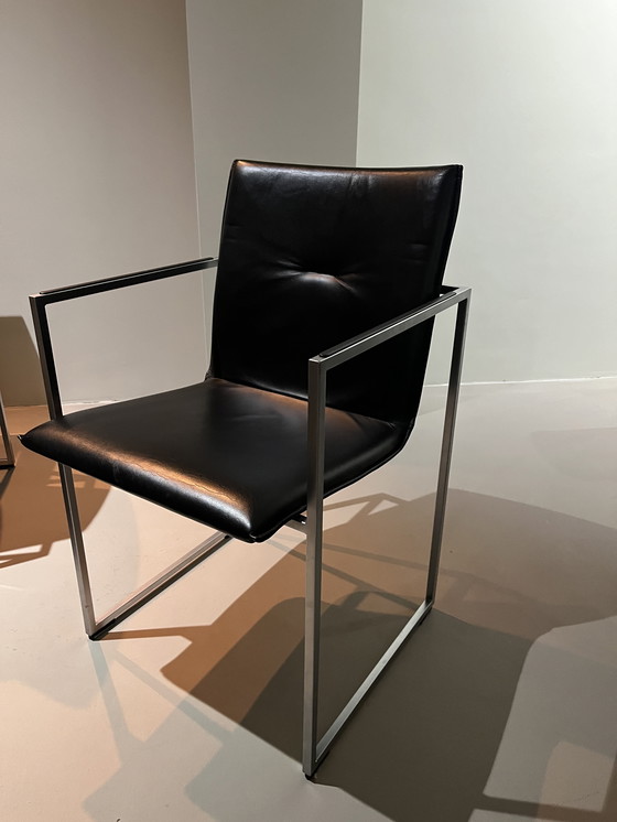 Image 1 of Arco 6 sedie da pranzo in pelle nera