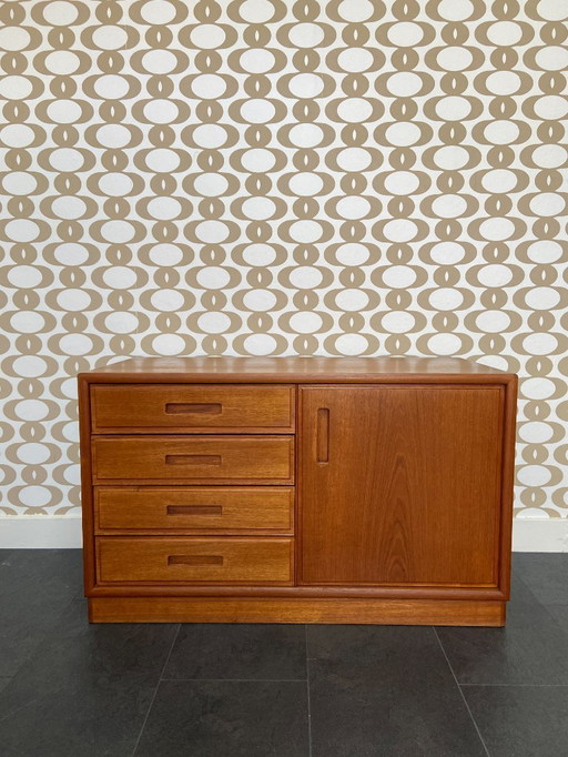 Vintage Danish teak cabinet with 4 drawers and door