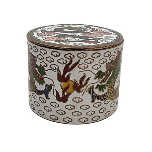 Chinesische Cloisonné-Schmuckschatulle mit Drachenmotiv