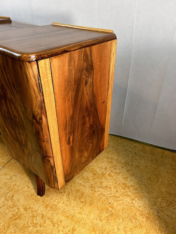 Image 1 of Art Deco Vintage Brocante Burr Walnut Cocktail Sideboard Bar 1930