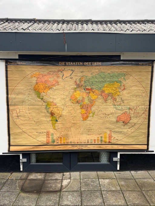 Mapa en lienzo alemán de Karl Wenschow de los años 50