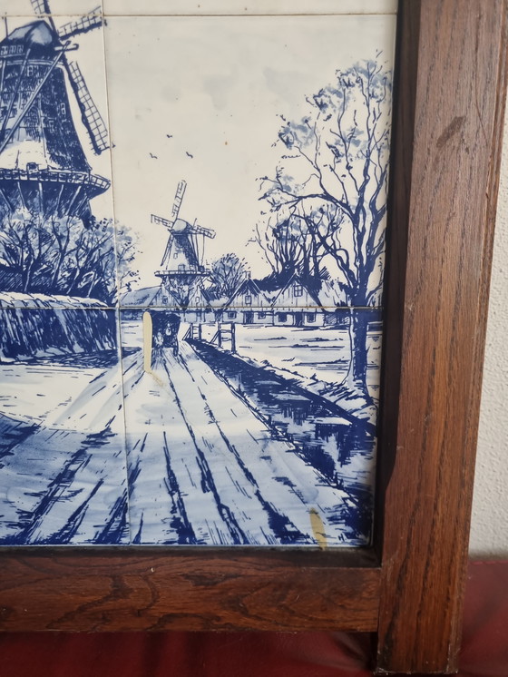 Image 1 of Paisaje azul de Delft con molino