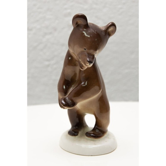 Image 1 of Vintage ceramic sculpture of a bear by the Lomonosov company, Soviet Union 1970