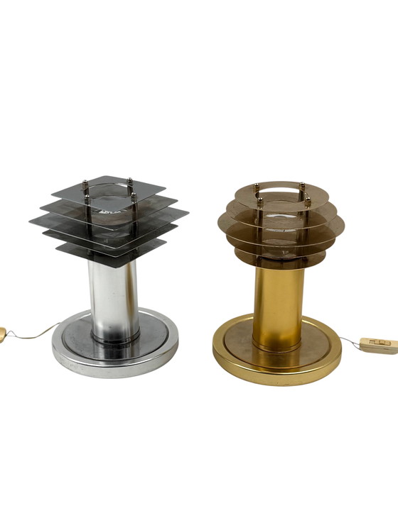 Image 1 of Ruimtetijdperk set van 2 tafellampen, Italië 1970