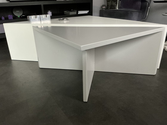 Image 1 of Leolux 2 triangular coffee tables in various sizes