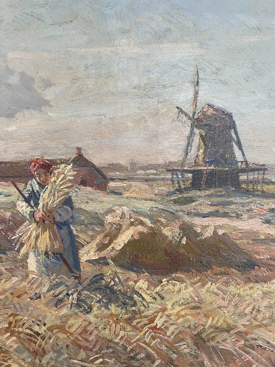 Image 1 of Large signed Danish landscape ca. 1910 – Børge Nyrop – oil on canvas – original gilded frame