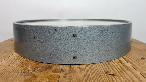 Image 1 of Large Grey Industrial Factory Wall Clock from Pragotron, 1960s