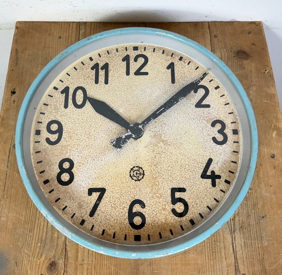 Image 1 of Gran reloj de pared industrial azul de Chronotechna, década de 1950