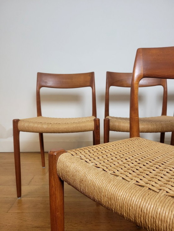 Image 1 of 4er-Set Stühle von N.O. Møller, Modell 77, aus Teakholz
