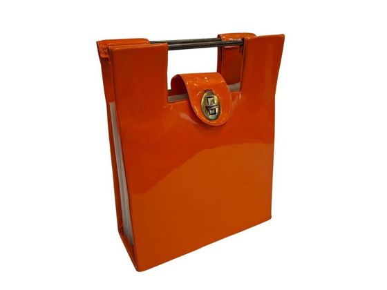 Image 1 of Seltener Schallplattenhalter aus den 1970er Jahren (45 U/min) – Pop / Space Age Orange