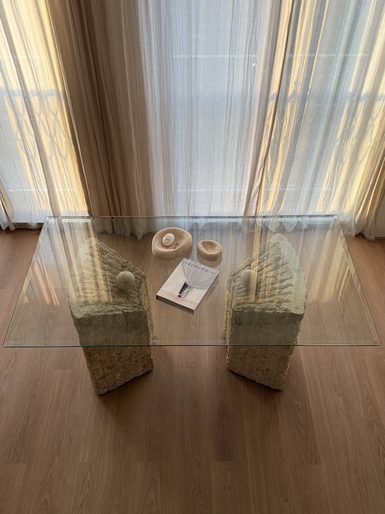 Image 1 of Tavolo da pranzo vintage in pietra Mactan di Magnussen Ponte