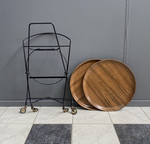 Carrello di servizio pieghevole attribuito a Paul Nagel per Jie Gantofta, Svezia, anni '60.