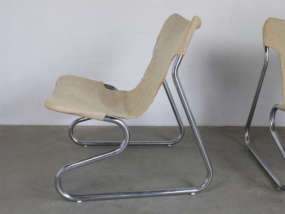 Image 1 of Fauteuils vintage années 70 à structure tubulaire en acier, lot de 2