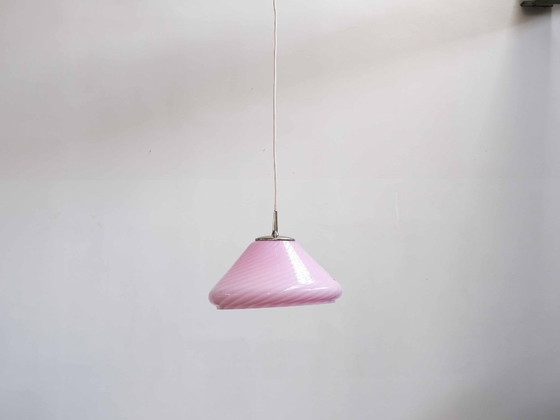 Image 1 of Vintage "Pink Murano" hanglamp, Italiaans design uit de jaren 70 (Mid-Century).