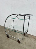 Vintage Chrome Art Deco Trolley with Glass Shelves, Netherlands 1930s