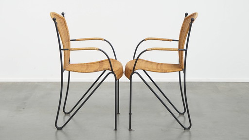 2 x Chaise de salle à manger design vintage de Frederick Weinberg avec accoudoirs