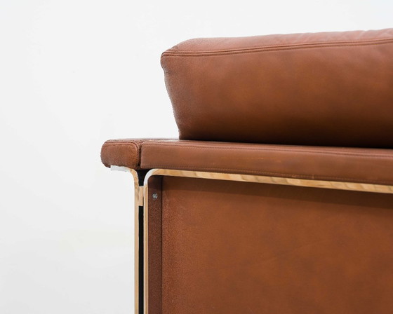 Image 1 of Divano in pelle a due posti, anni '70, produttore Sitag, pelle marrone cognac.