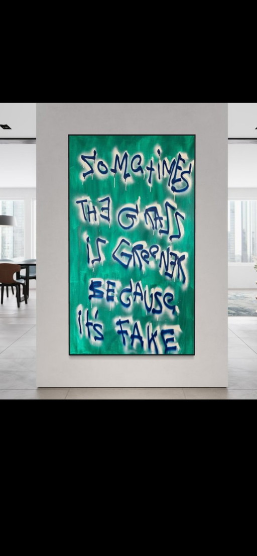 Timo Wedell – Fake Grass – XXL – Original Work (94 x 165 cm) (Including certificate of authenticity)