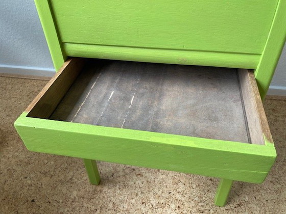 Image 1 of Scatola da cucito vintage in legno verde lime