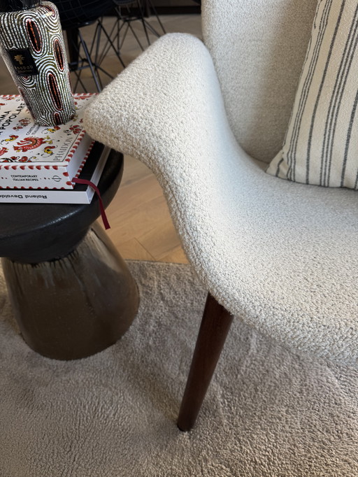 Knoll KN04 (Fauteuil) - Ivoire bouclé/bois