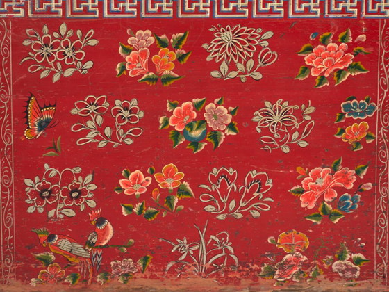 Malle chinoise ancienne peinte en bois de pin – Chine, circa 1930 – Armoires de rangement, Metal (photo 36 of 40)