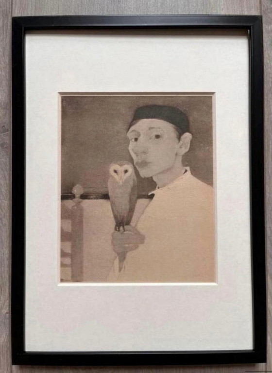 Image 1 of Jan Mankes 1889-1920 / Autoritratto originale in eliogravura con gufo, 1923