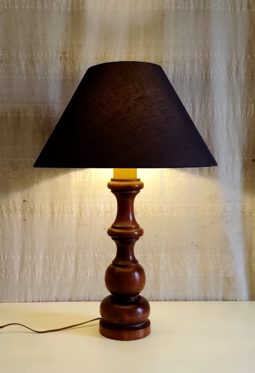 Table lamp base in solid turned wood - mid-20th century – tafellampen (photo 2 of 8)